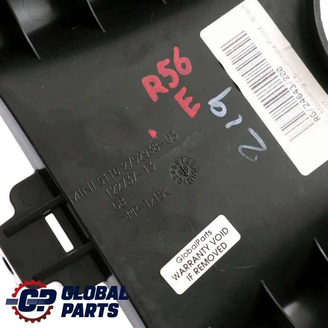 BMW Mini Cooper R55 R56 R58 R59 Trim Panel Centre Console Carbon Black 2752938 - SKU rhd-2752938 - Part number 51452752938