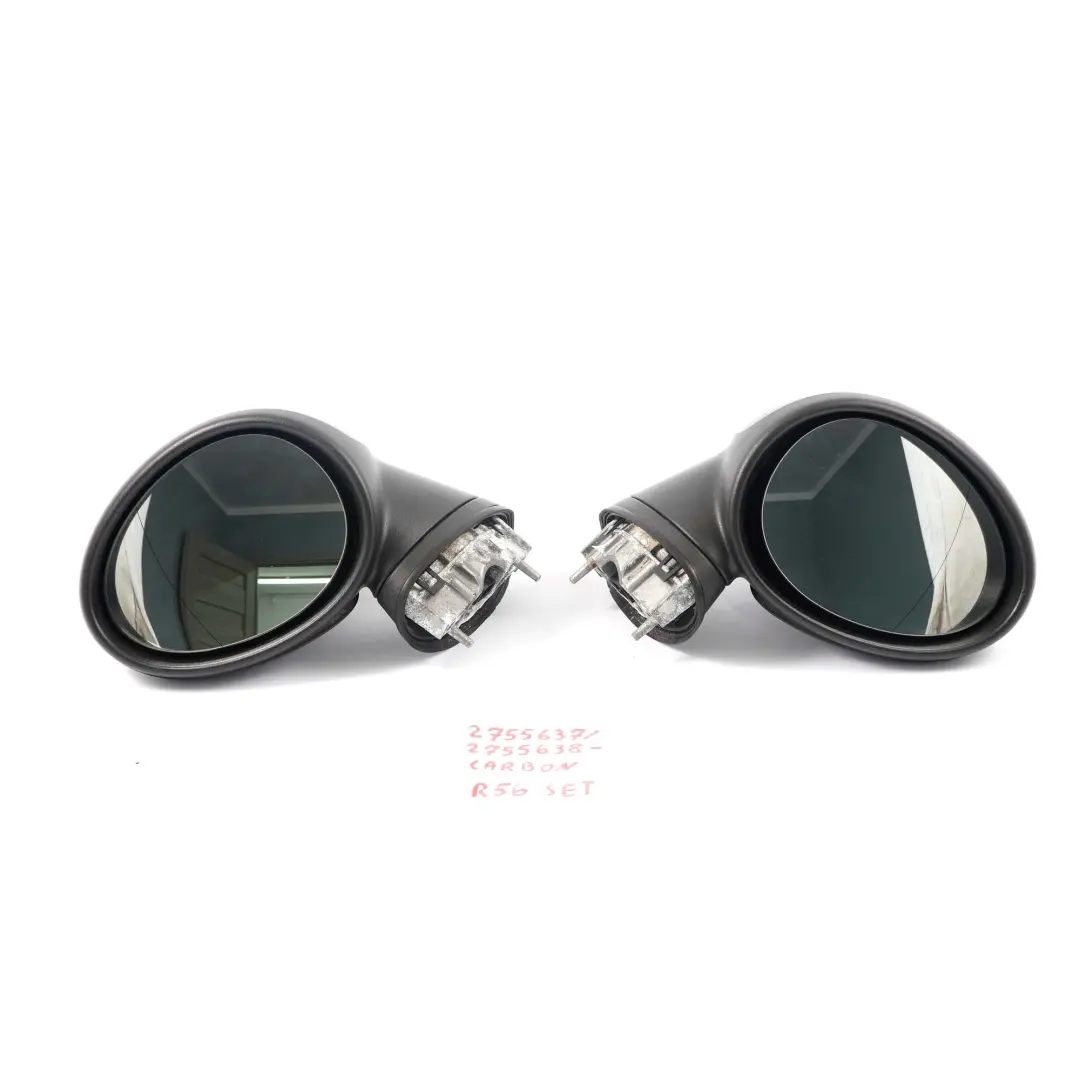 Door Wing Mirror Mini R56 R55 Left Right N/O/S Outside Carbon Set to with Part number 2755637 2755638 Door Wing Mirror Mini R56 R55 Left Right N/O/S Outside Carbon Set - SKU rhd-2755637 / 2755638-CARBON - Part number 2755637 2755638