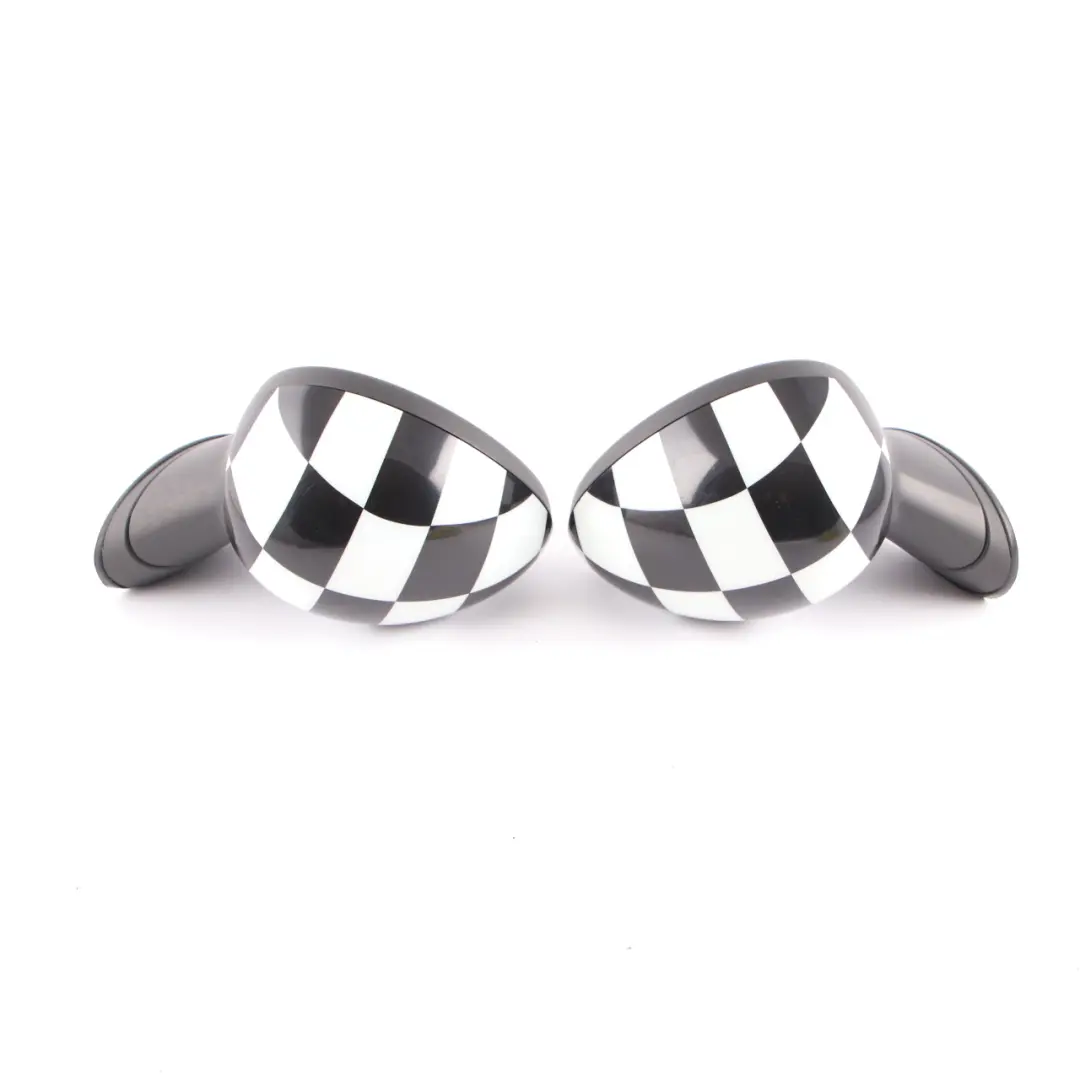 Mini Cooper R55 R56 Left Right Door Wing Mirror N/O/S Checkered 3 Pins Set - SKU rhd-2755637 / 2755638-CHK - Part number 2755637 2755638