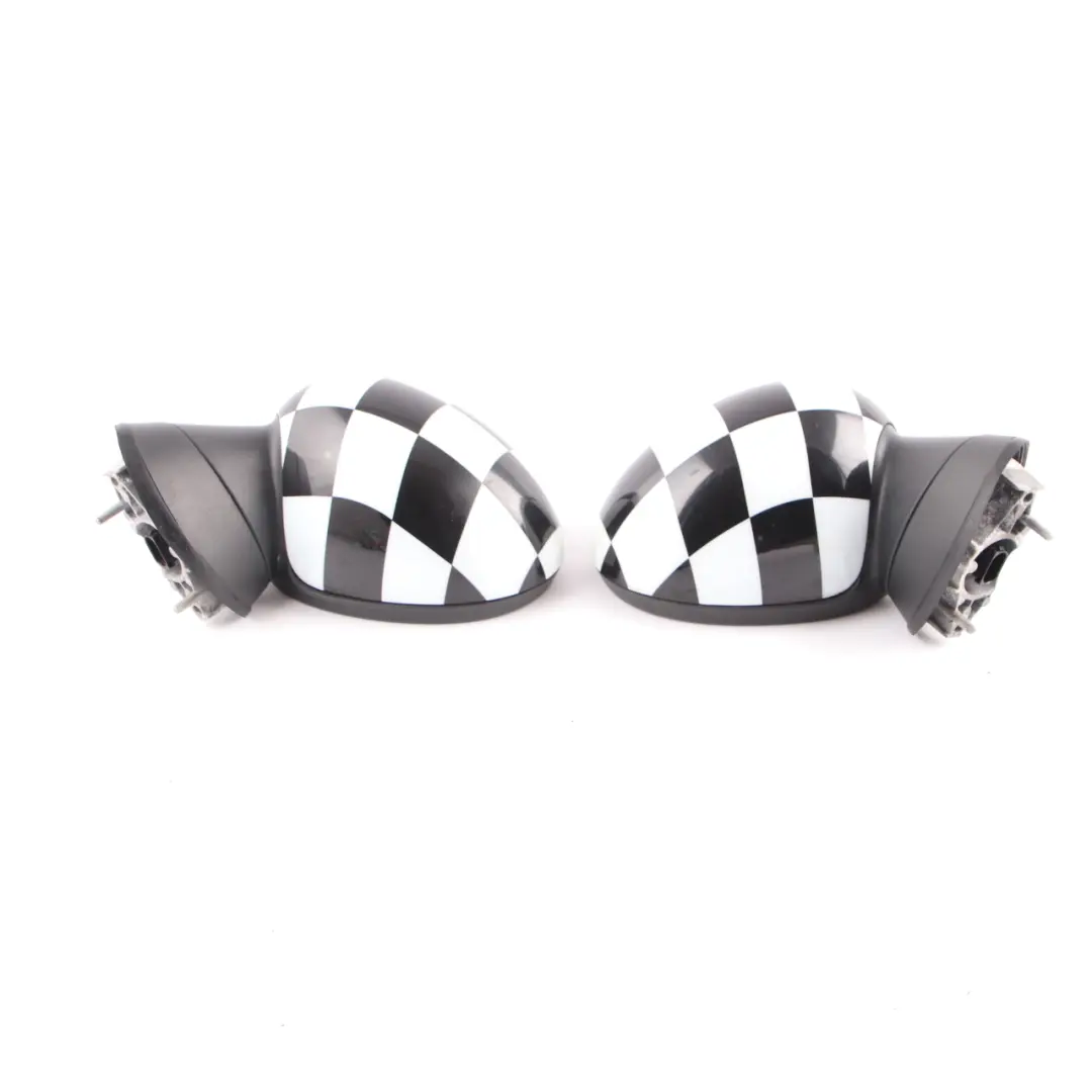 Mini Cooper R55 R56 Left Right Door Wing Mirror N/O/S Checkered 3 Pins Set - SKU rhd-2755637 / 2755638-CHK - Part number 2755637 2755638