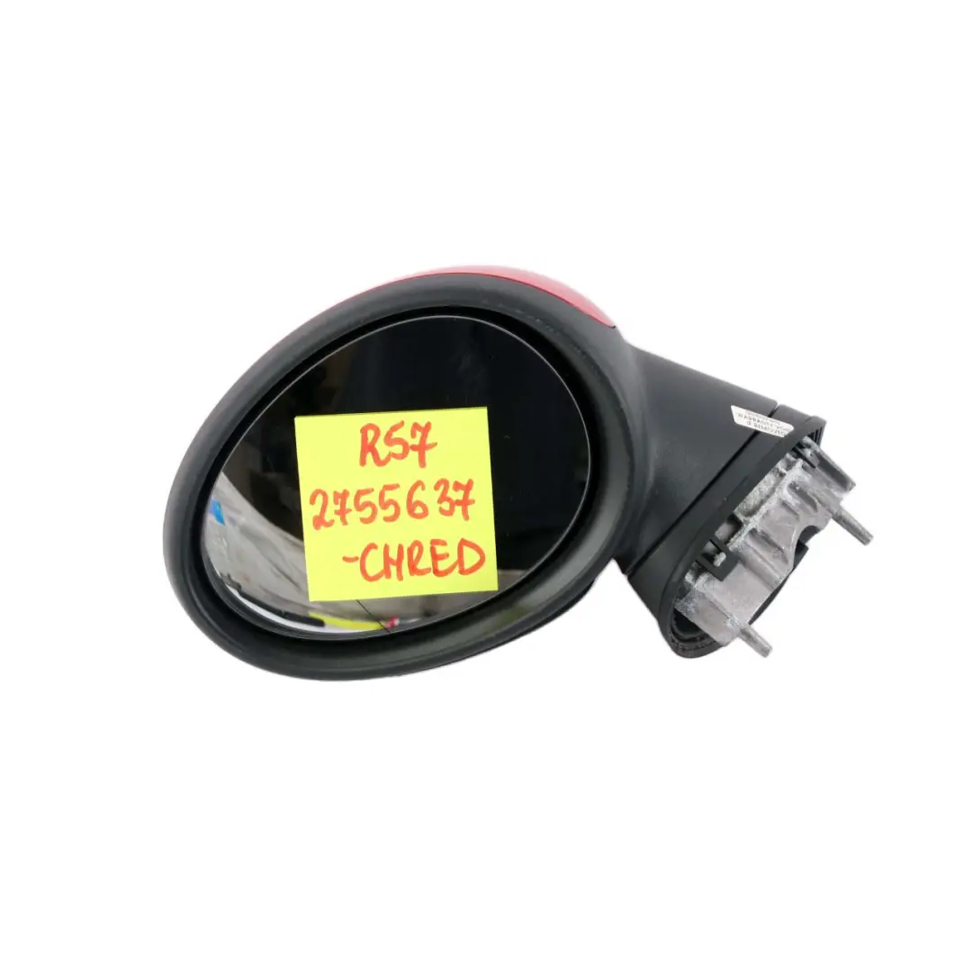 Door Wing Mirror Mini R56 R55 R57 Heated Left N/S 5 Pins Chili Red 851 to with Part number 2755637 Door Wing Mirror Mini R56 R55 R57 Heated Left N/S 5 Pins Chili Red 851 - SKU rhd-2755637-CHRED2 - Part number 2755637
