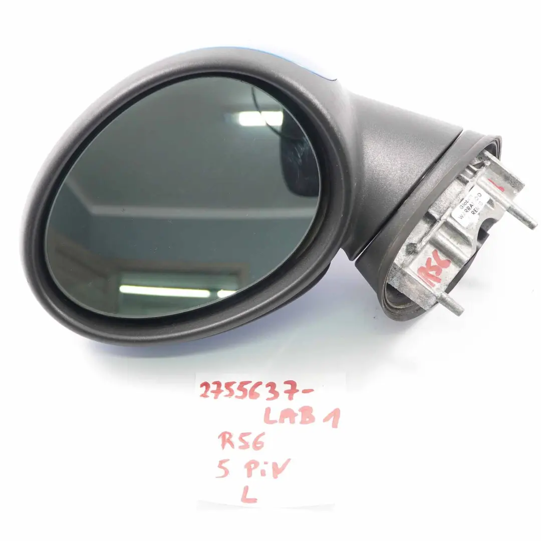 Heated Left Door Wing Mirror N/S 5-Pin Laser Blue Metallic A59 to Mini R55 R56 R57 with Part number 2755637 Mini R55 R56 R57 Heated Left Door Wing Mirror N/S 5-Pin Laser Blue Metallic A59 - SKU rhd-2755637-LAB1 - Part number 2755637