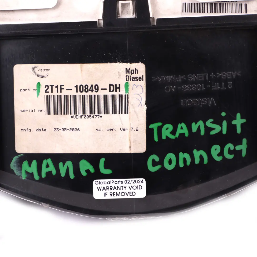 Ford Transit Connect Diesel Instrument Cluster Speedo Meter Manual - SKU rhd-2T1F10849DH - Part number 2T1F10849DH