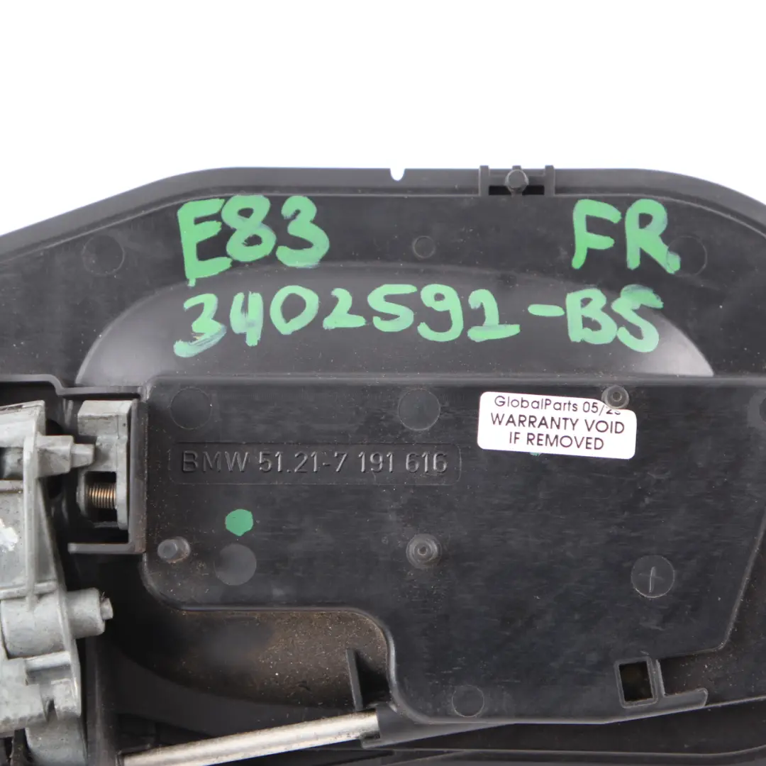 Complete Front Right Grab Handle O/S Black Sapphire Metallic to BMW X3 Series E83 with Part number 3402592 BMW X3 Series E83 Complete Front Right Grab Handle O/S Black Sapphire Metallic - SKU rhd-3402592-BS - Part number 3402592