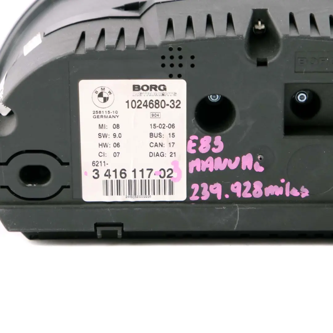 BMW X3 E83 2.0d 3.0d Instrument Cluster Speedo Clocks Diesel Manual MPH 3416117 - SKU rhd-3416117-3 - Part number 3451584