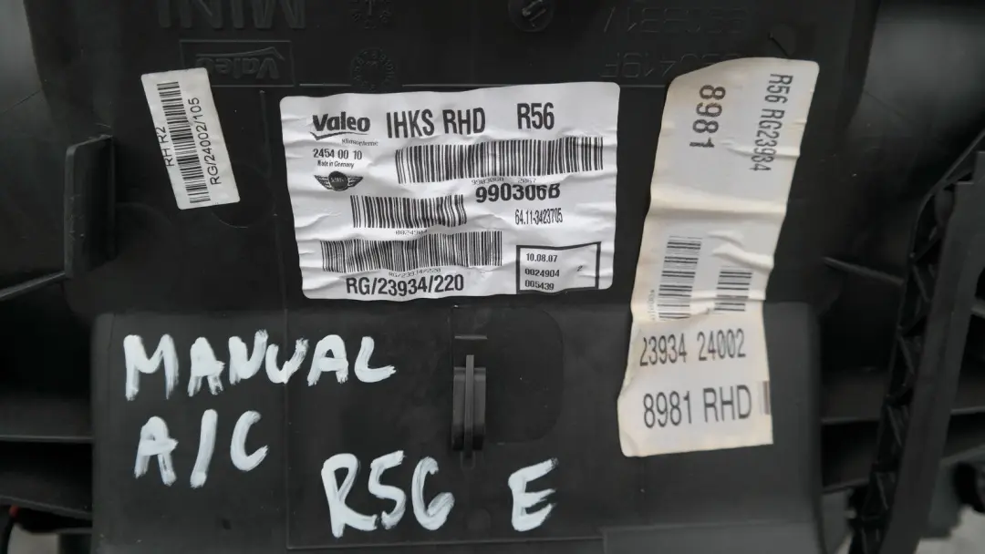 HEATER BLOWER MATRIX BOX VALEO 3423705 to BMW MINI Cooper One R56 R57 R58 R59 with Part number 64113423705 BMW MINI Cooper One R56 R57 R58 R59 HEATER BLOWER MATRIX BOX VALEO 3423705 - SKU rhd-3423705 - Part number 64113423705