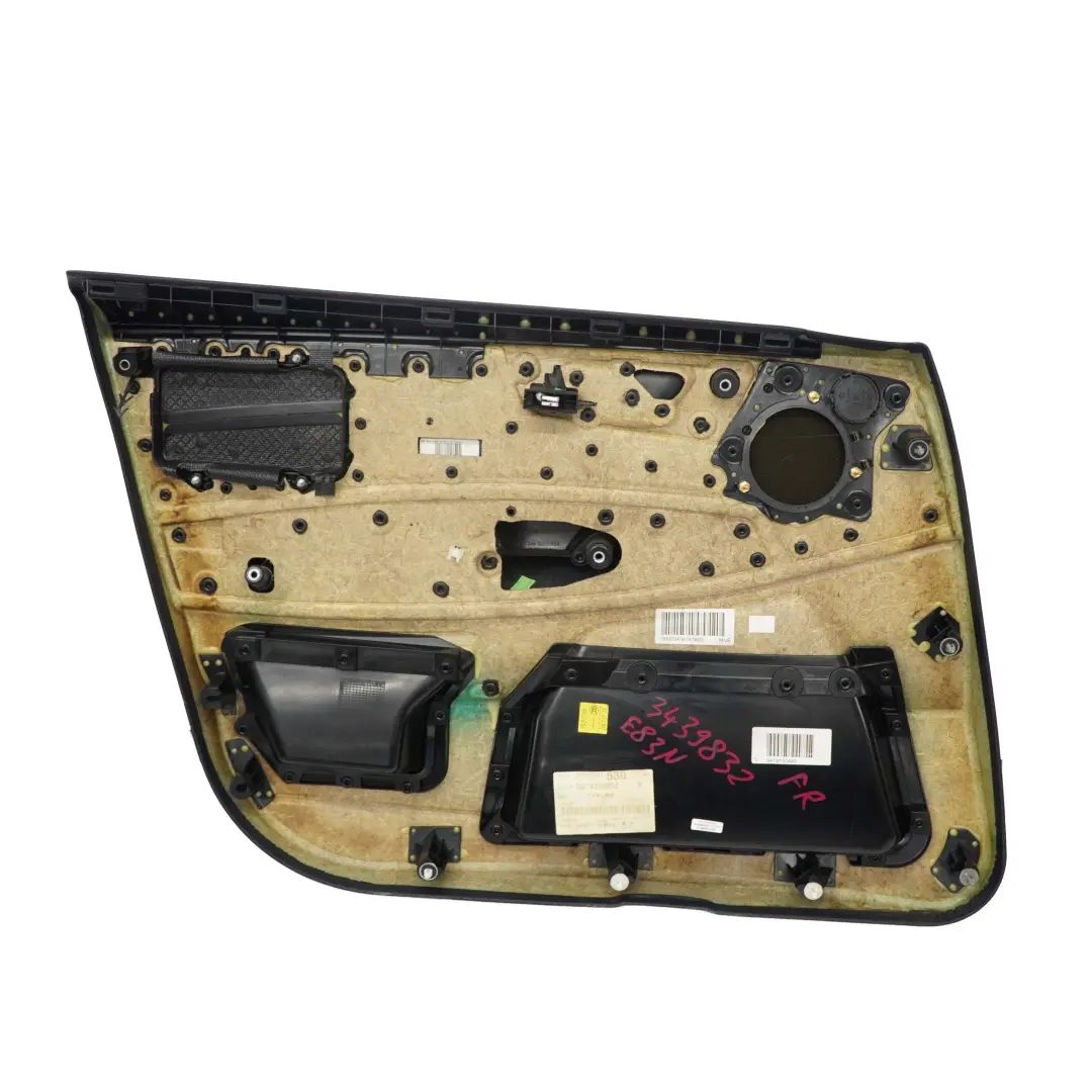 Front Right O/S Door Card Lining Leather Trim Black to BMW X3 Series E83 LCI with Part number 3439832 BMW X3 Series E83 LCI Front Right O/S Door Card Lining Leather Trim Black - SKU rhd-3439832 - Part number 3439832
