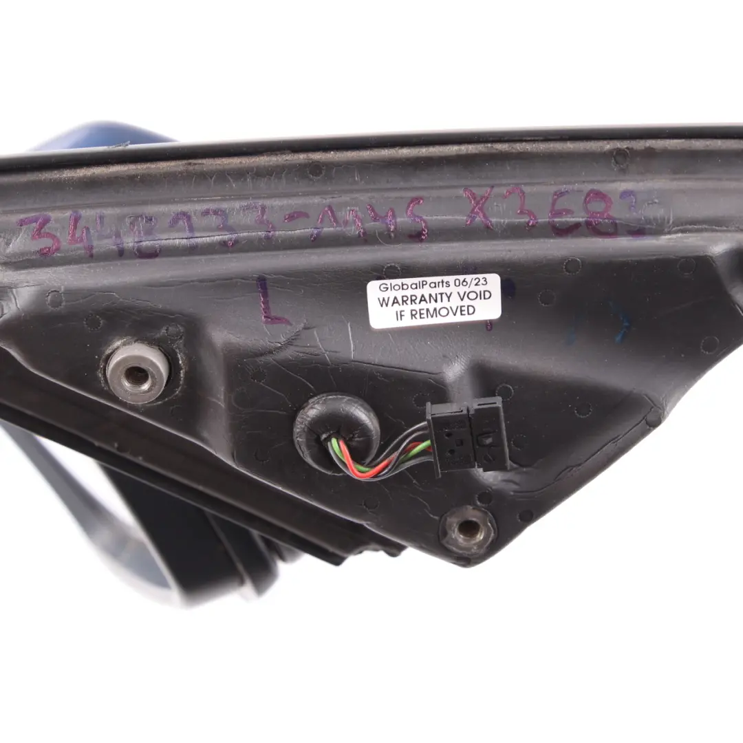 Left Door N/S Heated Wing Outside Mirror Mysticblau Mystic Blue to BMW X3 E83 with Part number 3448133 BMW X3 E83 Left Door N/S Heated Wing Outside Mirror Mysticblau Mystic Blue - SKU rhd-3448133-MYS - Part number 3448133