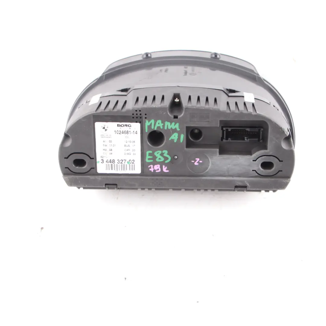 BMW X3 E83 Diesel Instrument Cluster Speedo Clocks Meter Manual - SKU rhd-3448327-1 - Part number 3448327