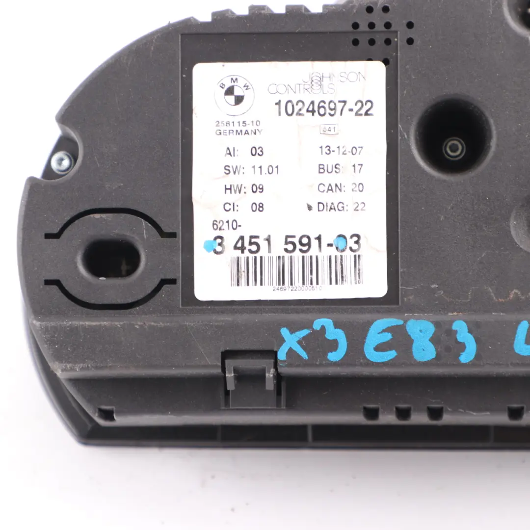 M57N2 Diesel Instrument Cluster Speedo Clocks Automatic to BMW X3 E83 LCI with Part number 3451591 BMW X3 E83 LCI M57N2 Diesel Instrument Cluster Speedo Clocks Automatic - SKU rhd-3451591 - Part number 3451591
