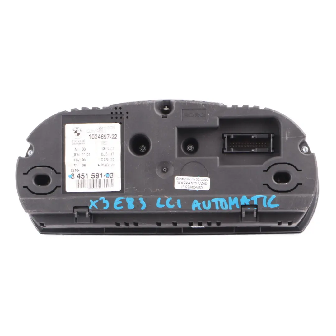 BMW X3 E83 LCI M57N2 Diesel Instrument Cluster Speedo Clocks Automatic - SKU rhd-3451591 - Part number 3451591