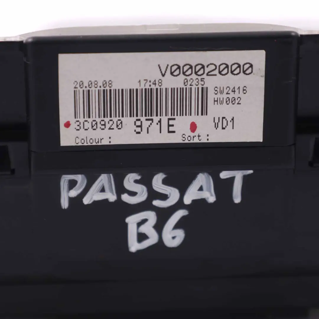 Instrument Cluster Volkswagen Passat B6 Diesel Speedo Manual Gearbox 3C0920971E to with Part number A2035407811 Instrument Cluster Volkswagen Passat B6 Diesel Speedo Manual Gearbox 3C0920971E - SKU rhd-3C0920971E - Part number A2035407811