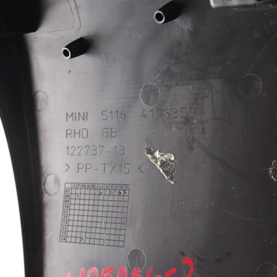Panel Mini Cooper R55 R56 Trim Instrument Driver Bottom Right O/S 4196359 to Dash with Part number 4195966 Dash Panel Mini Cooper R55 R56 Trim Instrument Driver Bottom Right O/S 4196359 - SKU rhd-4195966-2 - Part number 4195966