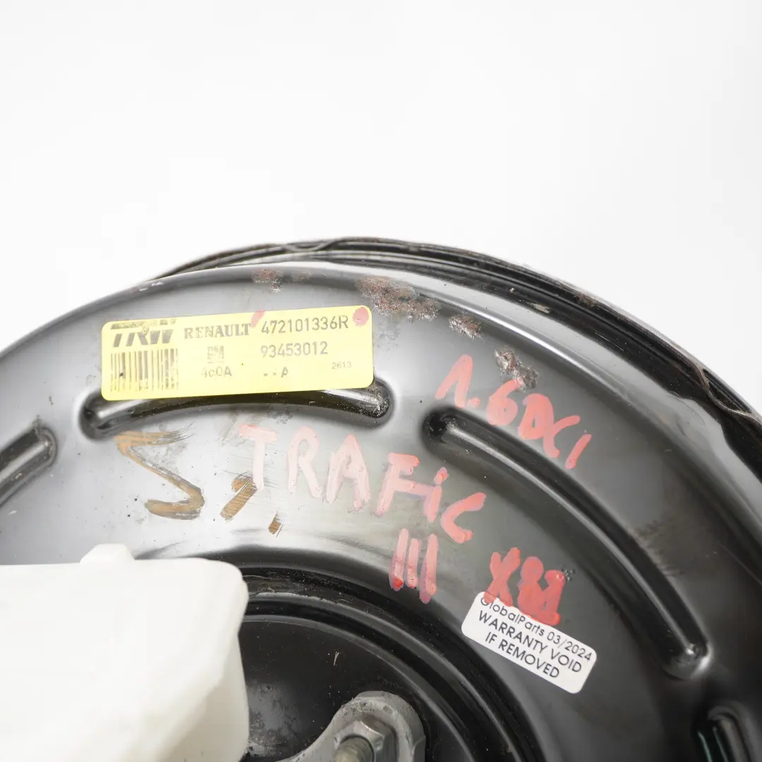 Brake Servo Renault Trafic Vauxhall Vivaro 1.6 Brake Master Cylinder to with Part number 472101336R Brake Servo Renault Trafic Vauxhall Vivaro 1.6 Brake Master Cylinder - SKU rhd-472101336R - Part number 472101336R