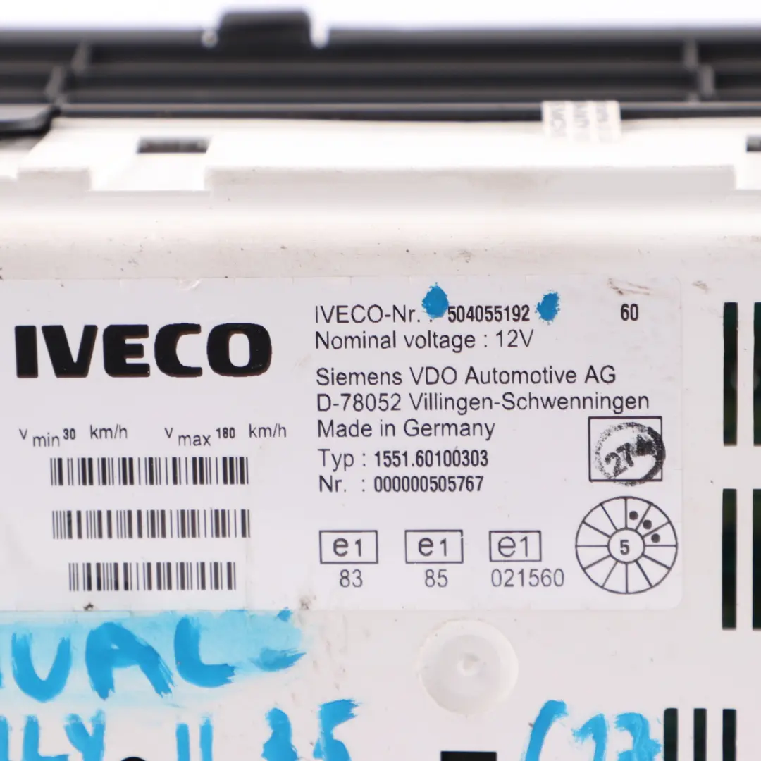 Instrument Cluster Speedo Clocks Meter Manual to Iveco Daily 3 35 Diesel with Part number 504055192 Iveco Daily 3 35 Diesel Instrument Cluster Speedo Clocks Meter Manual - SKU rhd-504055192 - Part number 504055192