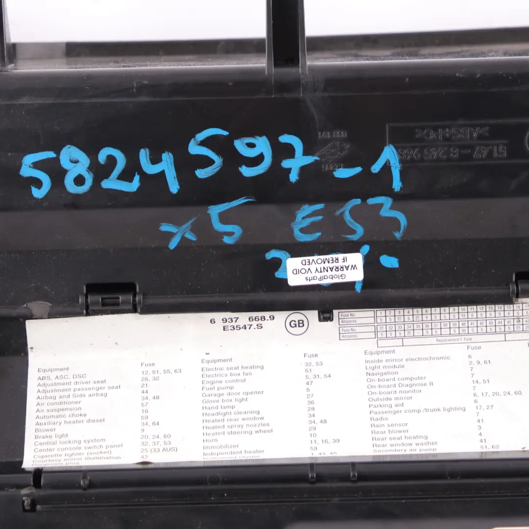 BMW X5 E53 Glove Box Storage Dashboard Tray Glovebox Black 8245971 - SKU rhd-58245971-1 - Part number 58245971