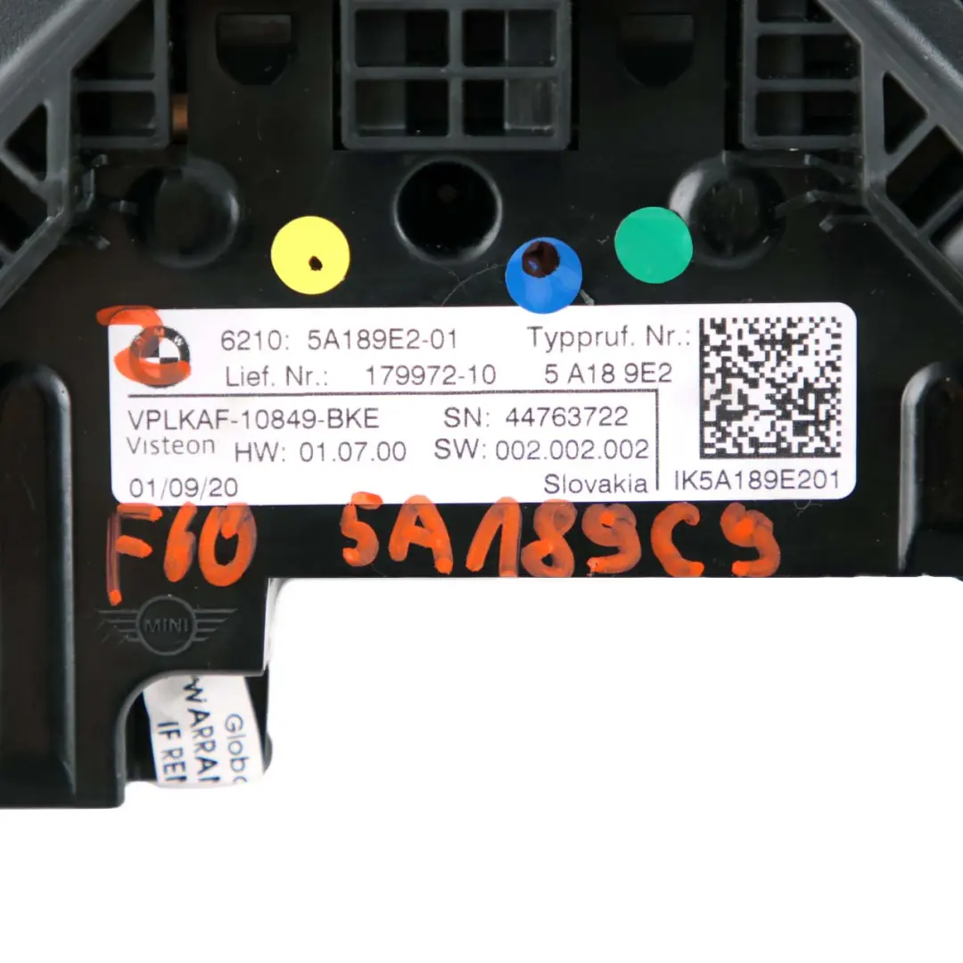 Digital Instrument Cluster Speedo Clocks MPH to Mini F60 Countryman with Part number 5A189E2 Mini F60 Countryman Digital Instrument Cluster Speedo Clocks MPH - SKU rhd-5A189E2 - Part number 5A189E2