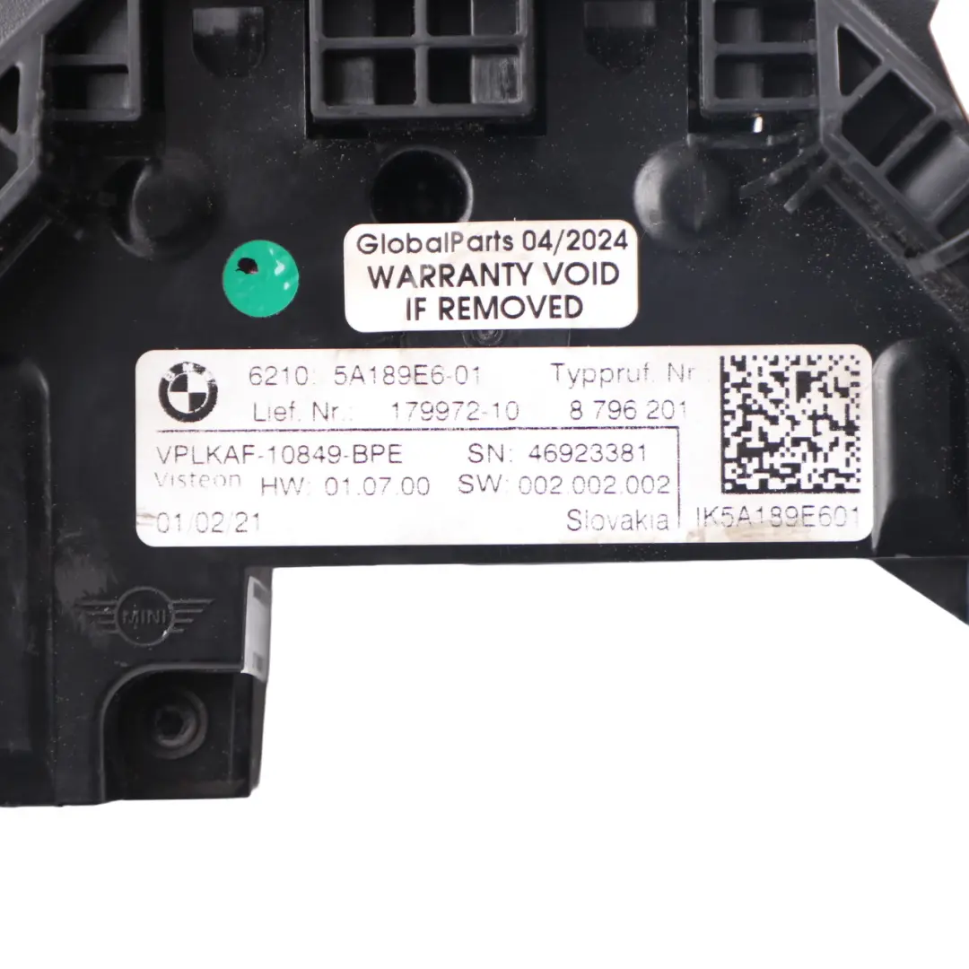 Instrument Cluster Speedo Clocks Module Automatic to Mini F60 Petrol with Part number 5A189E6 Mini F60 Petrol Instrument Cluster Speedo Clocks Module Automatic - SKU rhd-5A189E6 - Part number 5A189E6