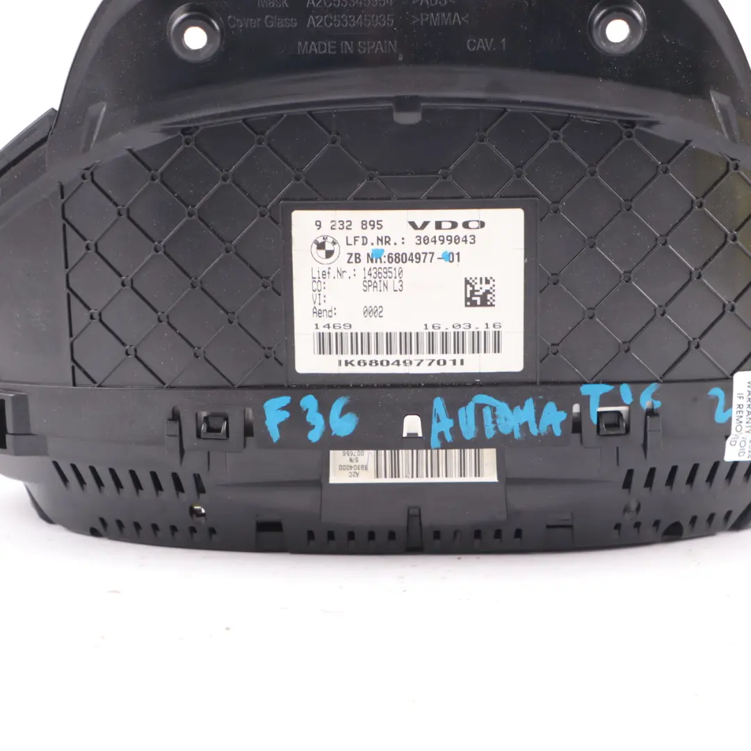  Instrument Cluster BMW F30 F31 Diesel Speedo Clocks Meter Automatic - SKU rhd-6804977 - Part number 6804977