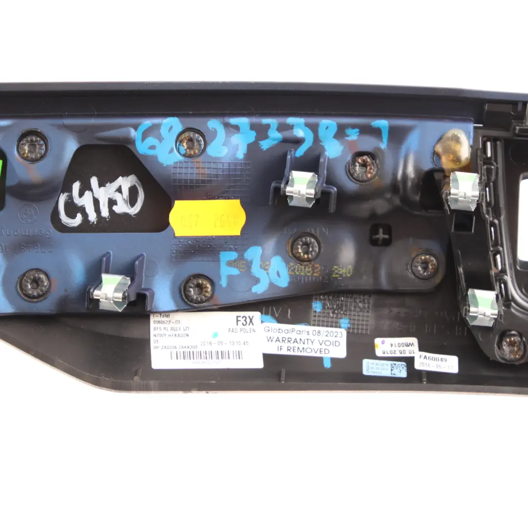 Trim Panel Dashboard Dash Cover Passenger Alu Hexagonal Blue Matt to BMW 3 F30 F31 with Part number 6827338 BMW 3 F30 F31 Trim Panel Dashboard Dash Cover Passenger Alu Hexagonal Blue Matt - SKU rhd-6827338-1 - Part number 6827338