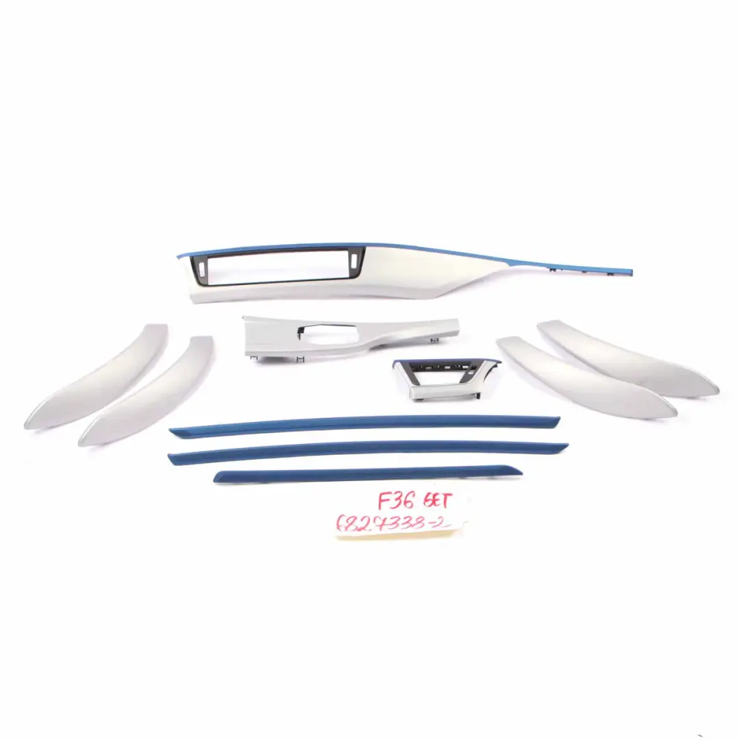 Set Trim Strip Dashboard Dash Cover Hexagon Alu Blue Matt to BMW 3 Series F30 LCI with Part number 6827338 BMW 3 Series F30 LCI Set Trim Strip Dashboard Dash Cover Hexagon Alu Blue Matt - SKU rhd-6827338 - Part number 6827338