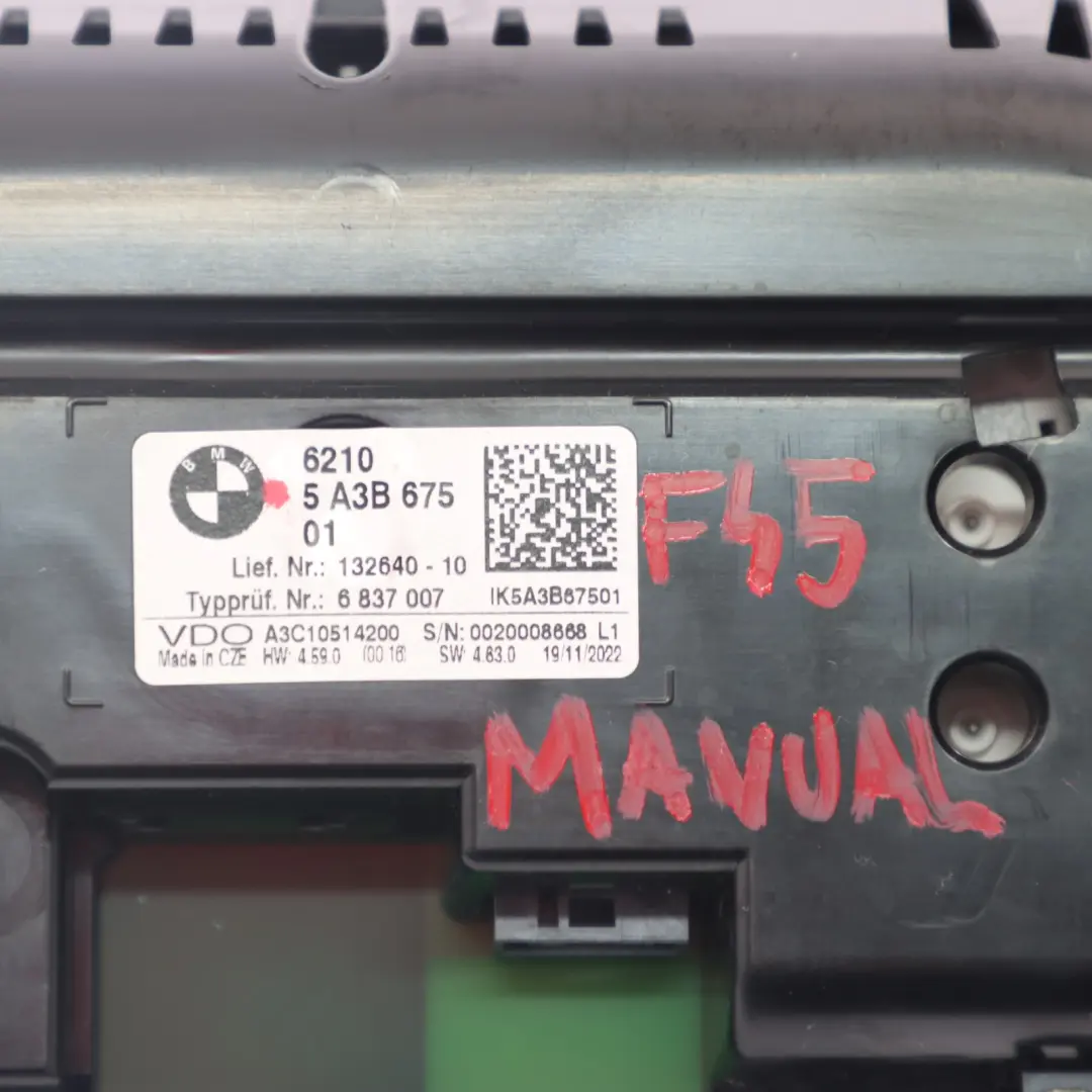 Instrument Cluster BMW F20 F21 F45 Petrol Speedo Clocks Meter Manual to with Part number 6837007 Instrument Cluster BMW F20 F21 F45 Petrol Speedo Clocks Meter Manual - SKU RHD-5A3B675 - Part number 6837007