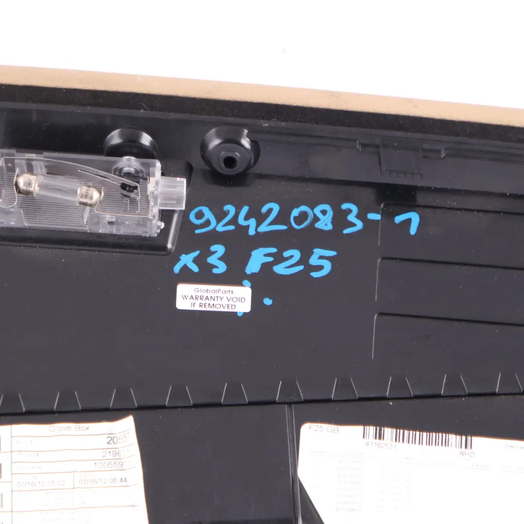 Glove Box BMW X3 F25 X4 F26 Dashboard Storage Tray Glovebox Savannabeige 9242083 to with Part number 6839005 Glove Box BMW X3 F25 X4 F26 Dashboard Storage Tray Glovebox Savannabeige 9242083 - SKU rhd-6839005 - Part number 6839005