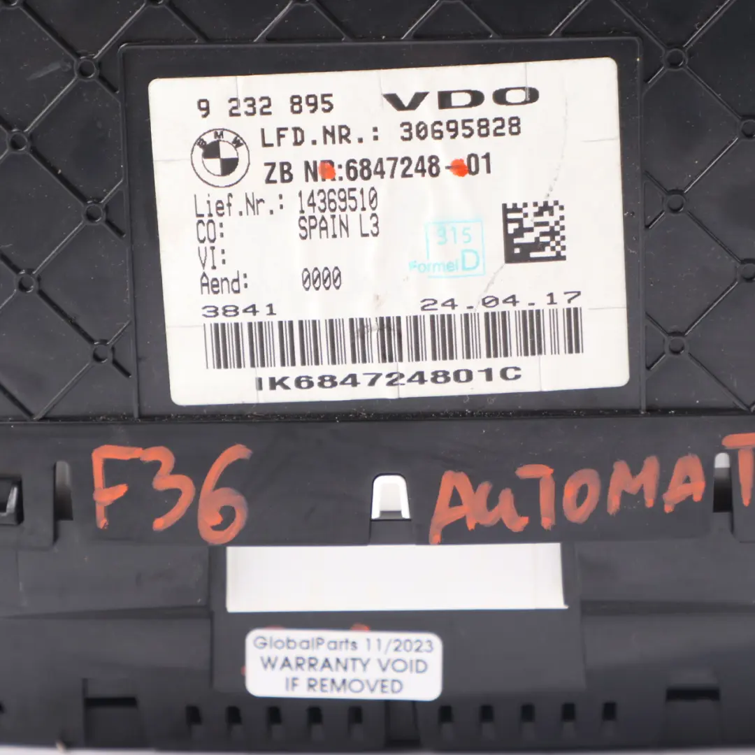  Instrument Cluster BMW F30 F31 F32 Diesel Speedo Clocks Meter Automatic - SKU rhd-6847248 - Part number 6847248