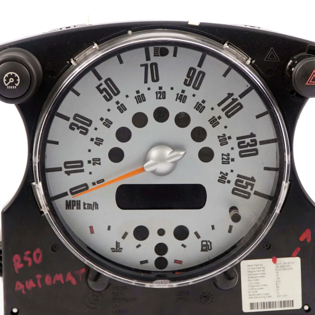 Mini Cooper One R50 R52 Speedometer Speedo Clock Instrument Cluster 6918719 - SKU rhd-6918719-1 - Part number 9126988