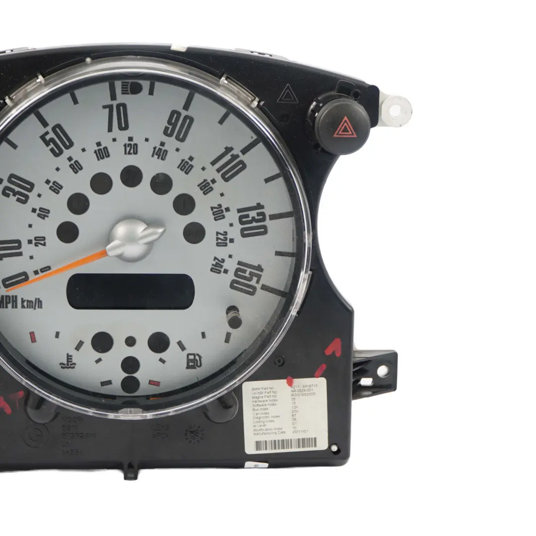 Speedometer Speedo Clock Instrument Cluster 6918719 to Mini Cooper One R50 R52 with Part number 9126988 Mini Cooper One R50 R52 Speedometer Speedo Clock Instrument Cluster 6918719 - SKU rhd-6918719-1 - Part number 9126988