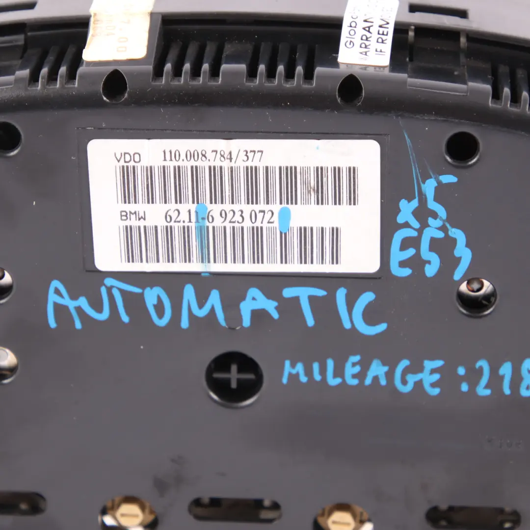 Instrument Cluster BMW X5 E53 M57 M57N 3.0d Speedo Clocks Automatic MPH to with Part number 6923072 Instrument Cluster BMW X5 E53 M57 M57N 3.0d Speedo Clocks Automatic MPH - SKU rhd-6923072-1 - Part number 6923072