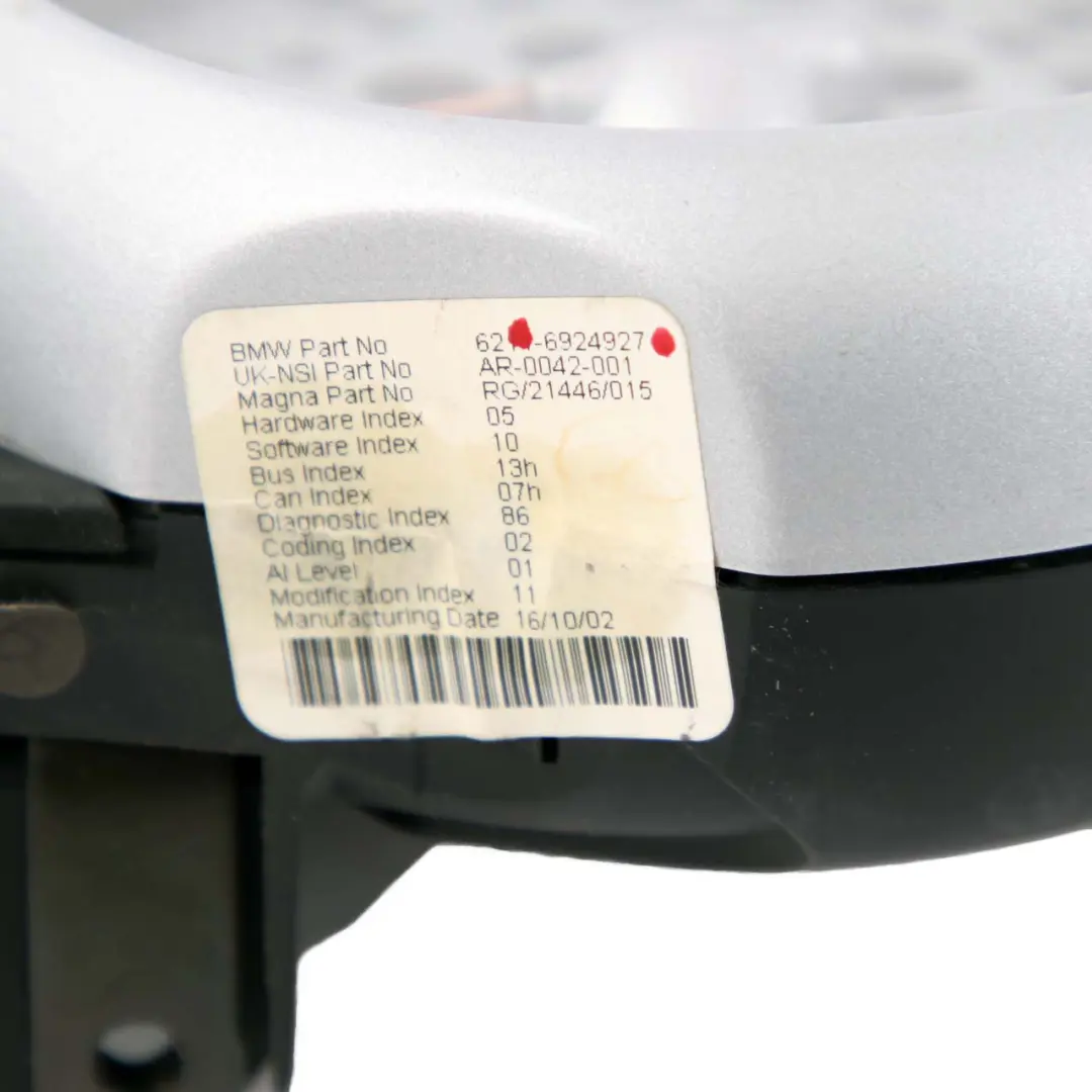 Clock Counter Speedo Dual Rev Silver to Mini Cooper One R50 R53 Twin with Part number 6924927 Mini Cooper One R50 R53 Twin Clock Counter Speedo Dual Rev Silver - SKU rhd-6924927 - Part number 6924927