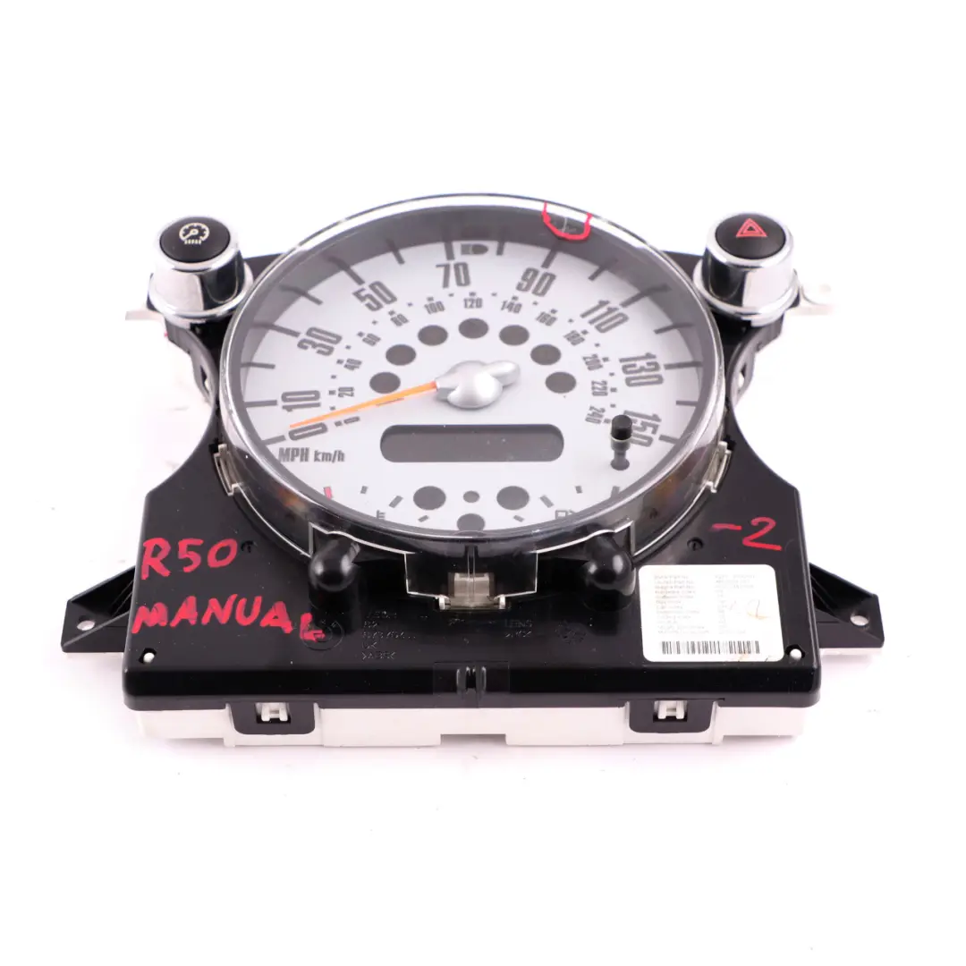 Speedometer Speedo Clock Instrument Cluster Manual to Mini Cooper One R50 R52 with Part number 6932506 Mini Cooper One R50 R52 Speedometer Speedo Clock Instrument Cluster Manual - SKU rhd-6932506-2 - Part number 6932506