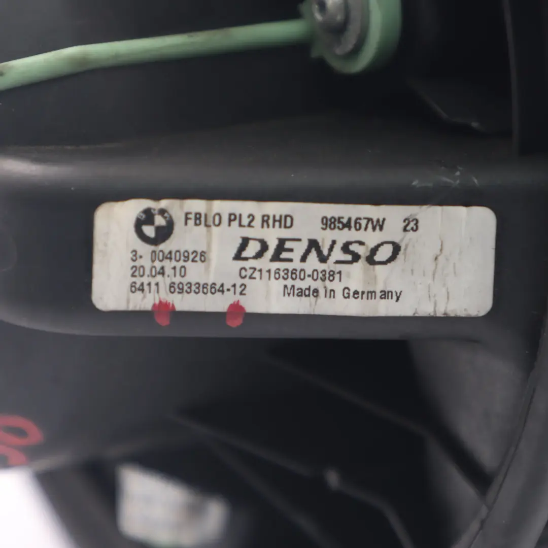 Heater Fan Blower Unit Motor to BMW E81 E87 E90 E91 E92 E93 with Part number 6933664 BMW E81 E87 E90 E91 E92 E93 Heater Fan Blower Unit Motor - SKU rhd-6933664 - Part number 6933664