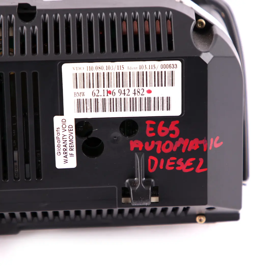 Instrument Cluster Speedometer Automatic Diesel to BMW 7 Series E65 E66 with Part number 6942482 BMW 7 Series E65 E66 Instrument Cluster Speedometer Automatic Diesel - SKU rhd-6942482 - Part number 6942482