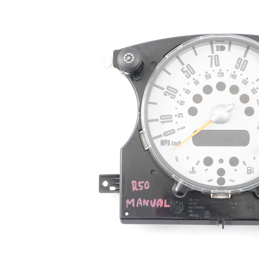Speedometer Speedo Clock Instrument Cluster Manual to Mini Cooper R50 R52 with Part number 6953543 Mini Cooper R50 R52 Speedometer Speedo Clock Instrument Cluster Manual - SKU rhd-6953543-2 - Part number 6953543