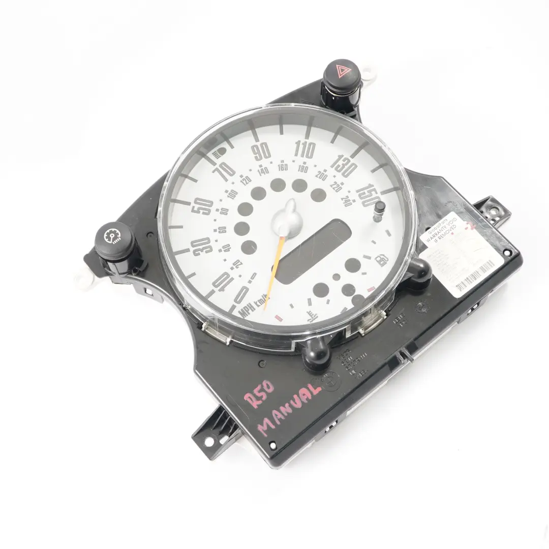 Speedometer Speedo Clock Instrument Cluster Manual to Mini Cooper R50 R52 with Part number 6953543 Mini Cooper R50 R52 Speedometer Speedo Clock Instrument Cluster Manual - SKU rhd-6953543-2 - Part number 6953543