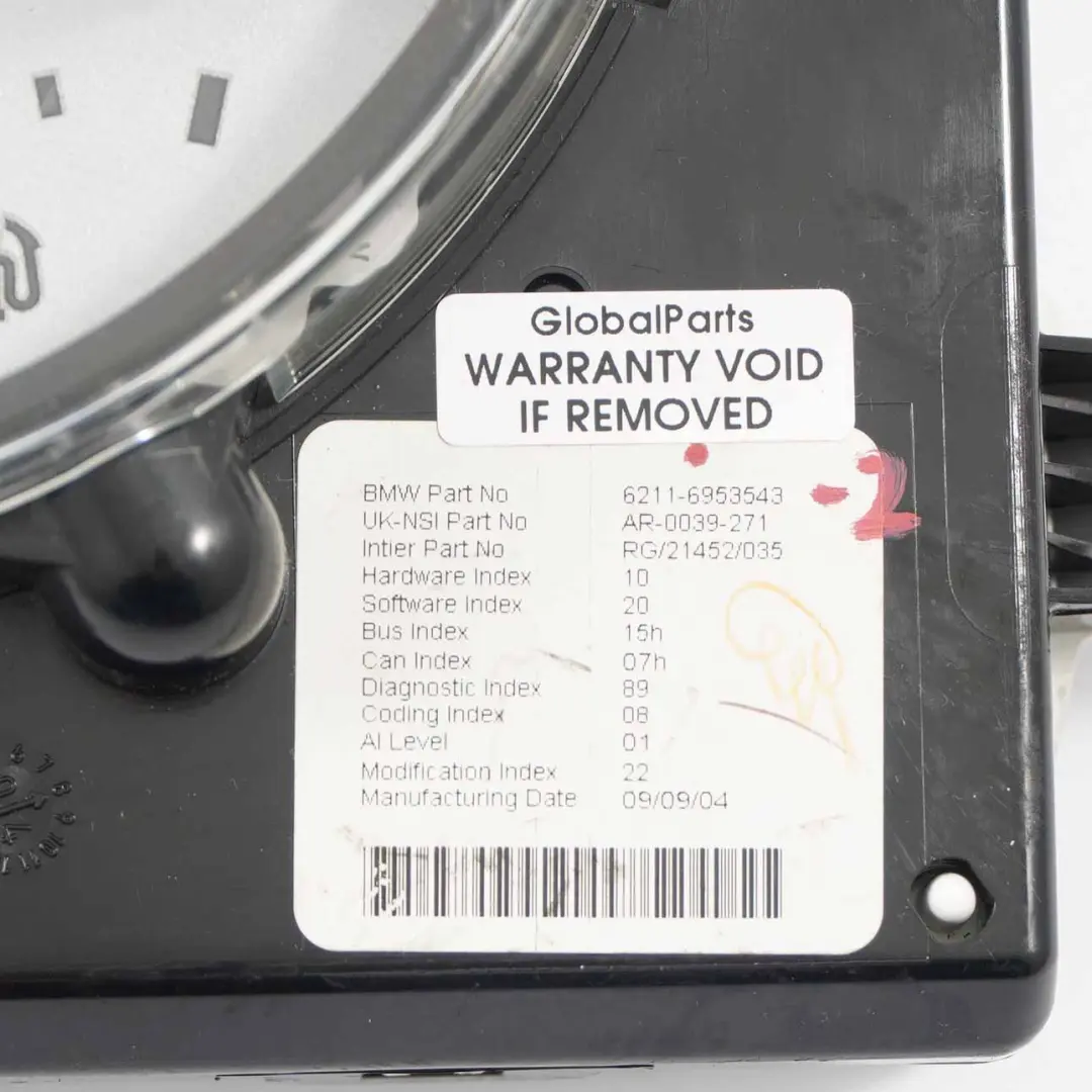 Speedometer Speedo Clock Instrument Cluster Manual to Mini Cooper R50 R52 with Part number 6953543 Mini Cooper R50 R52 Speedometer Speedo Clock Instrument Cluster Manual - SKU rhd-6953543-2 - Part number 6953543