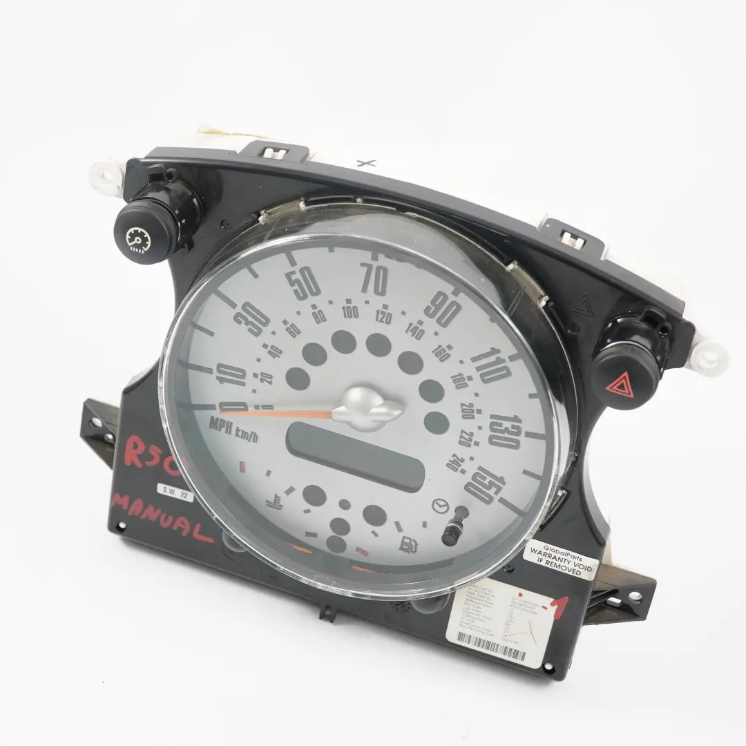 Speedometer Speedo Clock Instrument Cluster Manual 6957297 to Mini One R50 R52 with Part number 6918352 Mini One R50 R52 Speedometer Speedo Clock Instrument Cluster Manual 6957297 - SKU rhd-6957297-1 - Part number 6918352