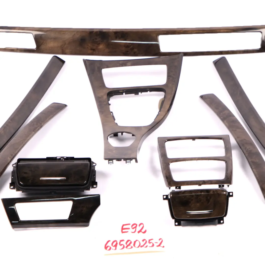 BMW 3 Series 2 E92 Interior Trim Set Cover Dash Poplar Woodgrain Grey - SKU rhd-6958025-2 - Part number 6958025