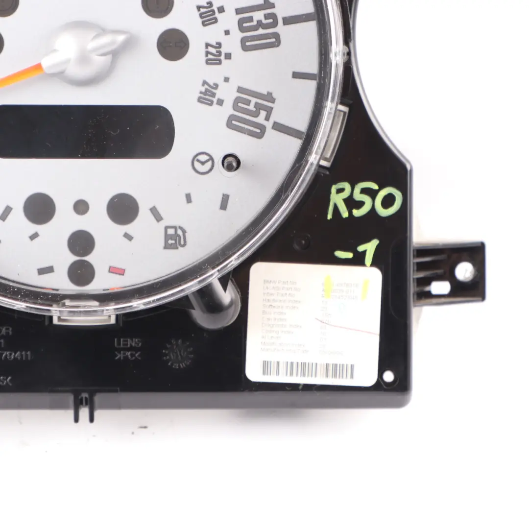 Speedometer Speedo Clock Instrument Cluster Manual to Mini Cooper R50 R52 with Part number 6978318 Mini Cooper R50 R52 Speedometer Speedo Clock Instrument Cluster Manual - SKU rhd-6978318-1 - Part number 6978318