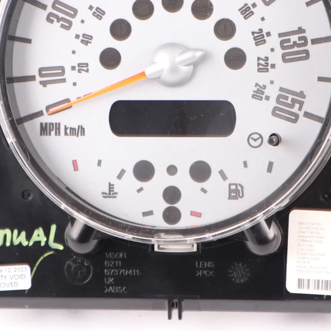 Speedometer Speedo Clock Instrument Cluster Manual to Mini Cooper R50 R52 with Part number 6978318 Mini Cooper R50 R52 Speedometer Speedo Clock Instrument Cluster Manual - SKU rhd-6978318-1 - Part number 6978318