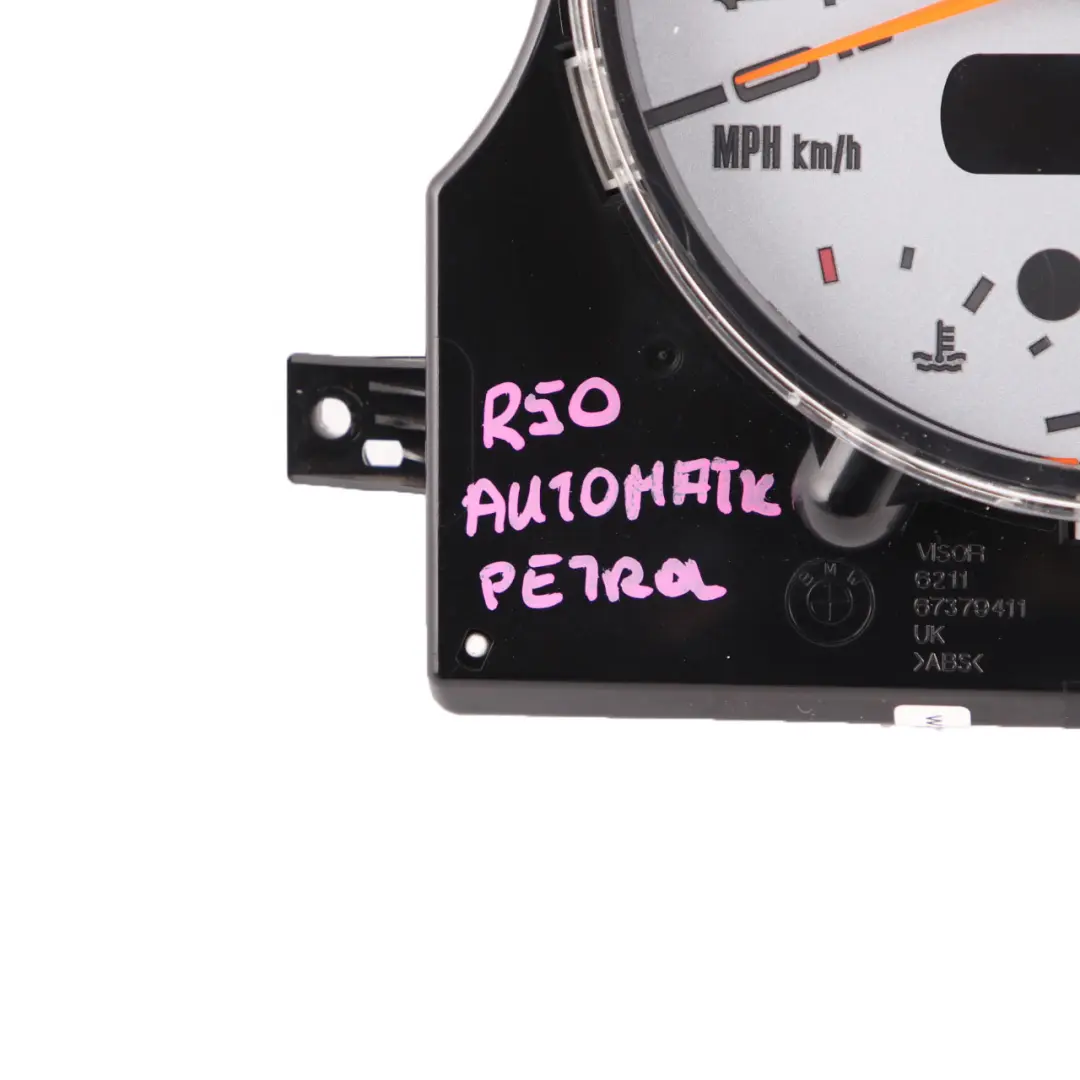 Speedo Clock Mini R50 R52 3 Speedometer Instrument Cluster Automatic to with Part number 6978318 Speedo Clock Mini R50 R52 3 Speedometer Instrument Cluster Automatic - SKU rhd-6978318-3 - Part number 6978318