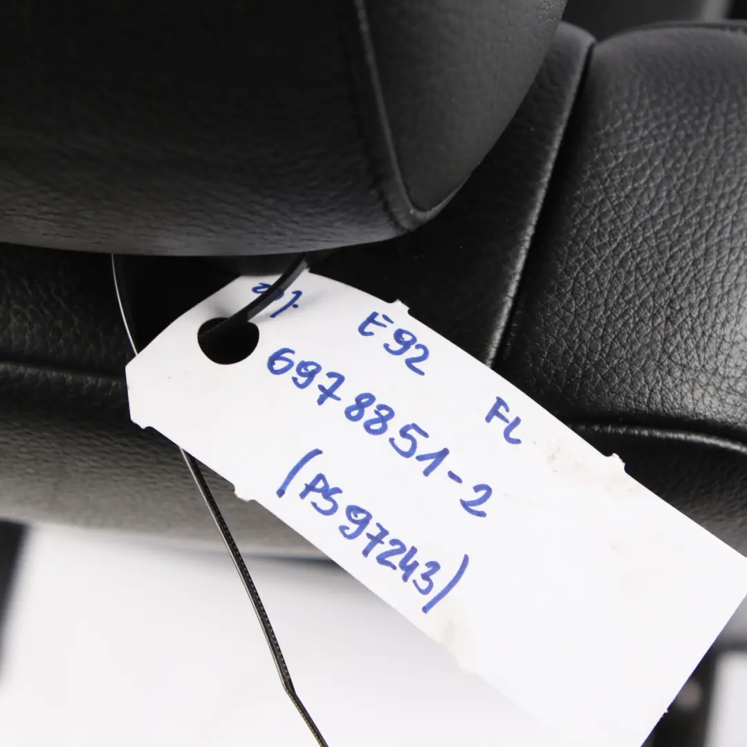 Leather Front Left Seat N/S Passenger Side Memory to BMW 3 Series E92 Coupe Black with Part number 6978851 BMW 3 Series E92 Coupe Black Leather Front Left Seat N/S Passenger Side Memory - SKU rhd-6978851-2 - Part number 6978851