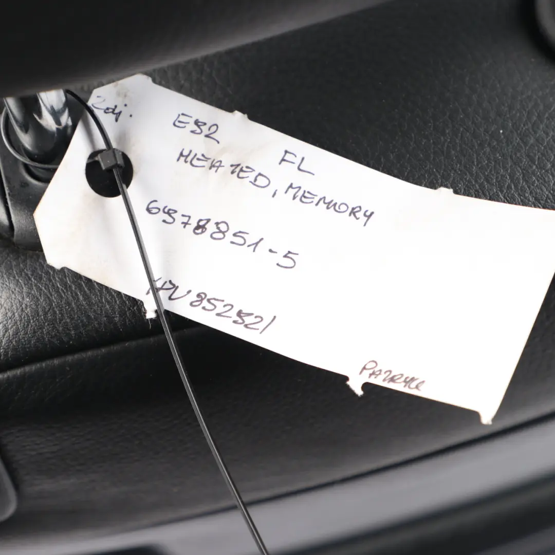 Front Left N/S Heated Seat Black Leather Passenger Side Memory to BMW E92 Coupe with Part number 6978851 BMW E92 Coupe Front Left N/S Heated Seat Black Leather Passenger Side Memory - SKU rhd-6978851-5 - Part number 6978851