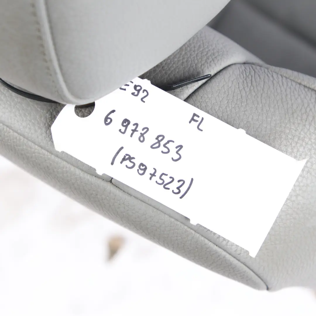 Front Left N/S Driver Side Seat Grey Leather Dakota Memory to BMW E92 Seat with Part number 6978853 BMW E92 Seat Front Left N/S Driver Side Seat Grey Leather Dakota Memory - SKU rhd-6978853-1 - Part number 6978853