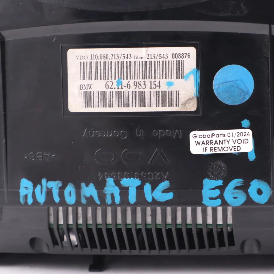 Instrument Cluster Speedo Clocks Automatic Diesel to BMW E60 E61 with Part number 6983154 BMW E60 E61 Instrument Cluster Speedo Clocks Automatic Diesel - SKU rhd-6983154-1 - Part number 6983154