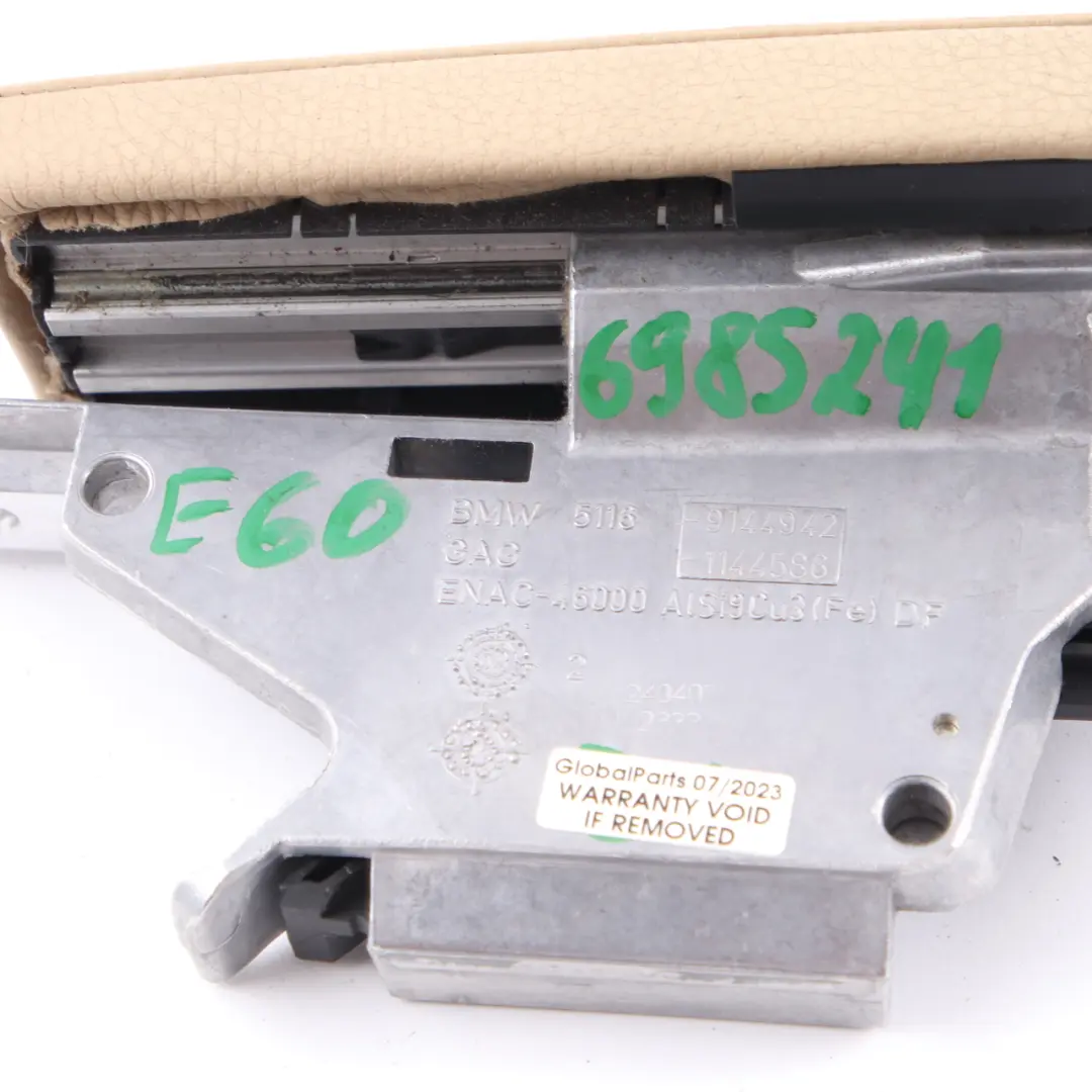 Armrest BMW E60 E61 LCI Centre Console Arm Rest Cover Leather Beige 9144942 to with Part number 6985241 Armrest BMW E60 E61 LCI Centre Console Arm Rest Cover Leather Beige 9144942 - SKU rhd-6985241 - Part number 6985241