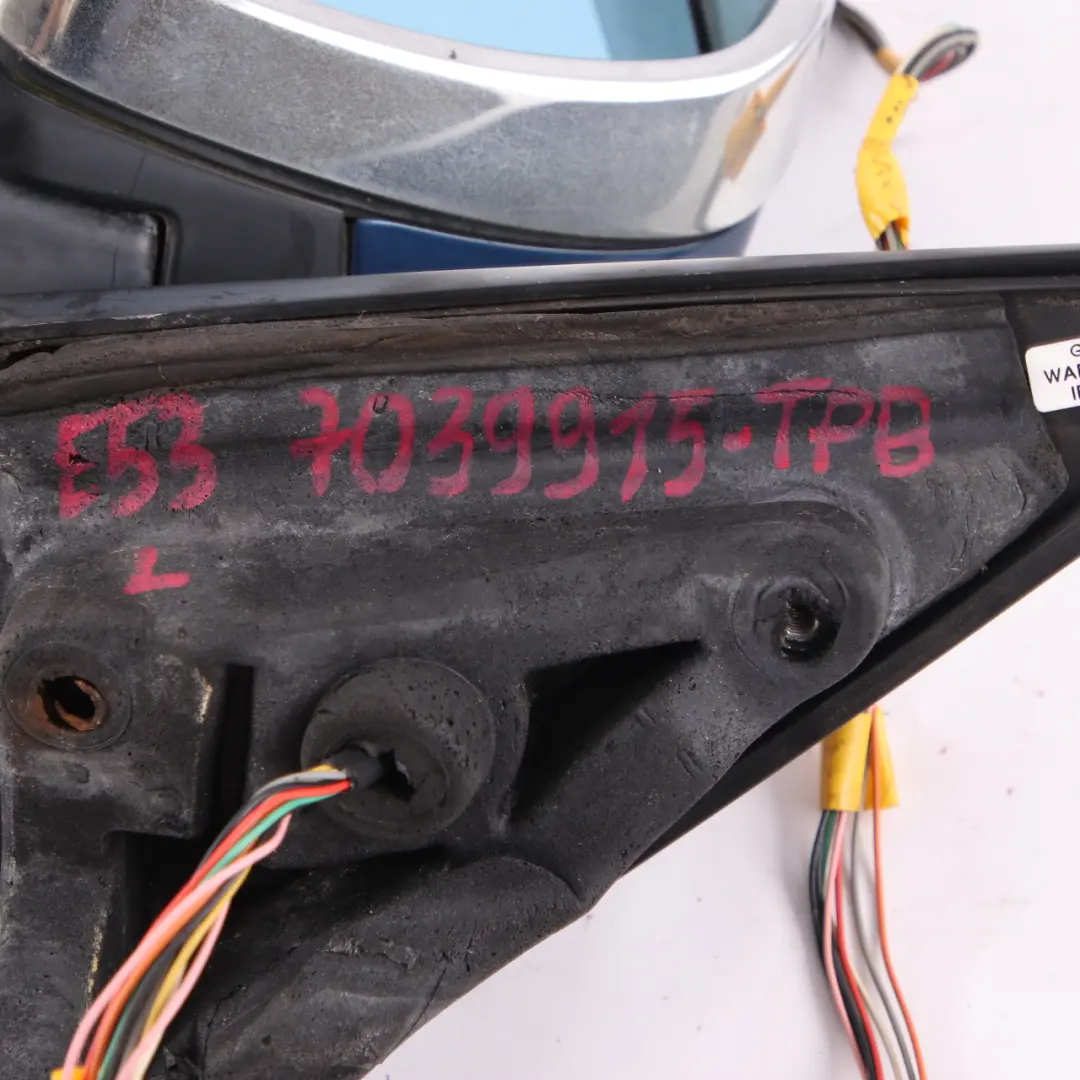Wing Mirror Door Heated Memory Left N/S Topasblau Topaz Blue 364 to BMW X5 E53 with Part number 7039899 BMW X5 E53 Wing Mirror Door Heated Memory Left N/S Topasblau Topaz Blue 364 - SKU rhd-7039899-TPB - Part number 7039899