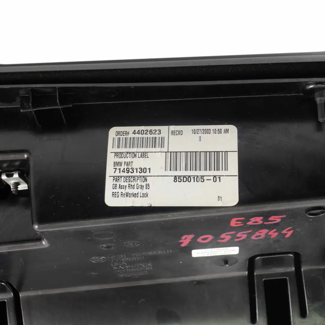 Glove Box Glovebox Lid Cover Grau Grey to BMW Z4 Series E85 with Part number 7055844 BMW Z4 Series E85 Glove Box Glovebox Lid Cover Grau Grey - SKU rhd-7055844 - Part number 7055844